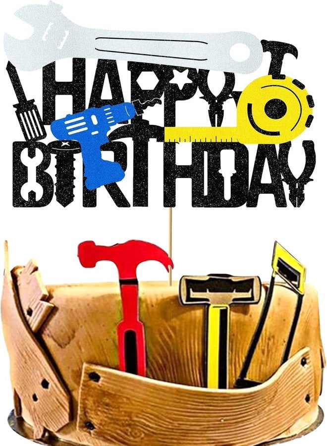 Confetti! Tool Box Mechanic Themed Cake Topper Set - Premium Handyman Party Decorations - Wrench, Drill, Hammer, Tape Measure Designs - Ideal for Boy, Birthday Celebrations, and Party Supplies - Image 1